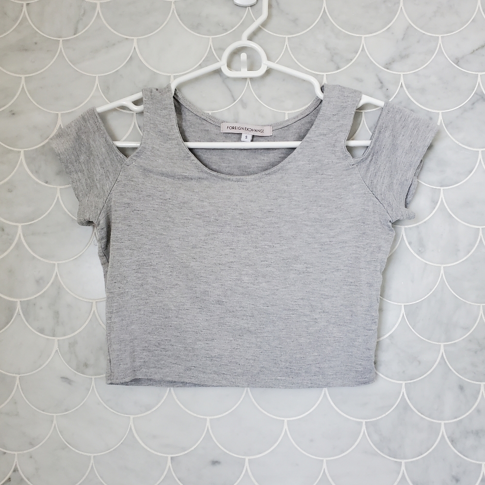 Foreign Exchange Cutoff Shoulder Crop Top